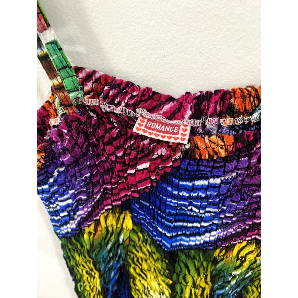 Multicolor Pleated Maxi Dress with Spaghetti Straps - Picture 5 of 9